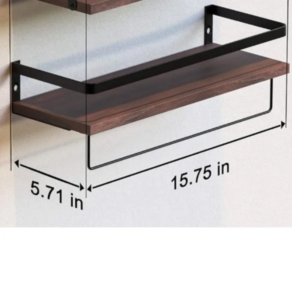 Modern Black and Brown Towel Rack with Shelf